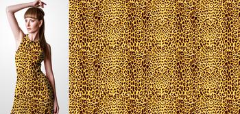 33207 Materiał ze wzorem motyw inspirowany skórą zwierząt (gepard) - brązowe cętki na złotym tle
